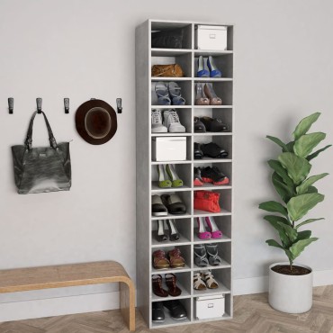 vidaXL Παπουτσοθήκη Γκρι Σκυροδέματος 54x34x183cm Επεξεργασμένο Ξύλο