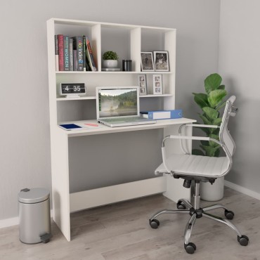 vidaXL Γραφείο με Ράφια Λευκό 110x45x157cm από Μοριοσανίδα 1 τεμ.