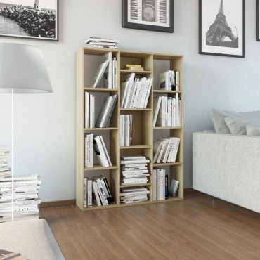 vidaXL Διαχωριστικό/Βιβλιοθήκη Sonoma Δρυς 100x24x140cm Επεξ. Ξύλο 1 τεμ.