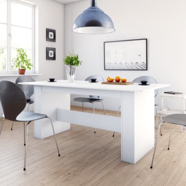 vidaXL Τραπεζαρία Λευκή 180x90x76cm από Επεξ. Ξύλο 1 τεμ.