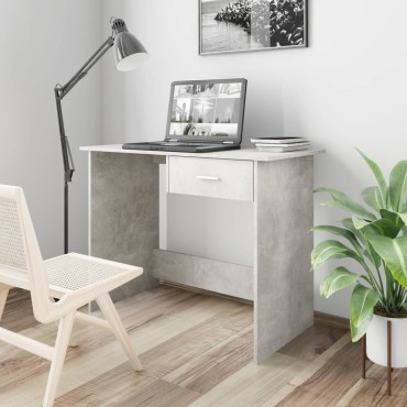vidaXL Γραφείο Γκρι Σκυροδέματος 100x50x76cm από Επεξ. Ξύλο 1 τεμ.