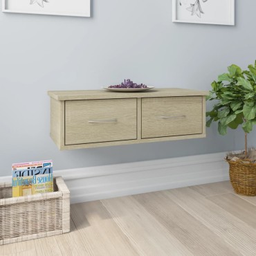 vidaXL Ράφι Τοίχου με Συρτάρια Sonoma Δρυς 60x26x18,5cm Επεξ. Ξύλο 1 τεμ.
