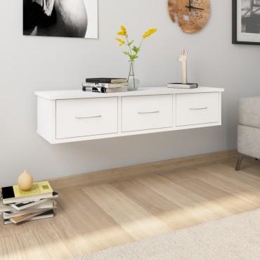 vidaXL Ράφι Τοίχου με Συρτάρια Λευκό 88x26x18,5cm από Επεξ. Ξύλο 1 τεμ.