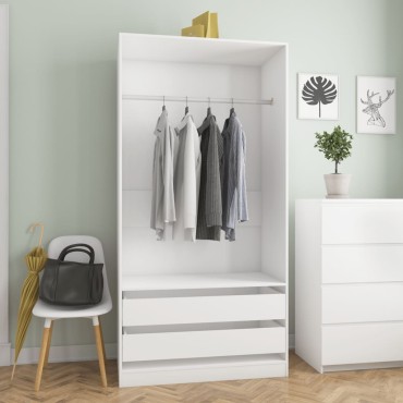 vidaXL Ντουλάπα Λευκή 100x50x200cm από Επεξ. Ξύλο 1 τεμ.