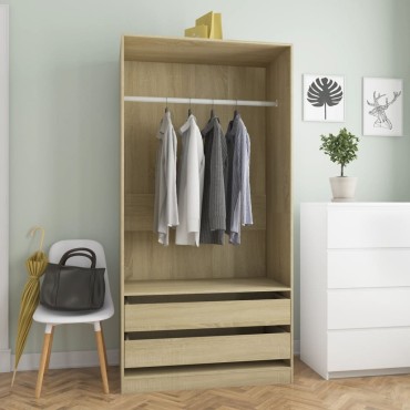 vidaXL Ντουλάπα Χρώμα Sonoma Δρυς 100x50x200cm από Επεξ. Ξύλο 1 τεμ.