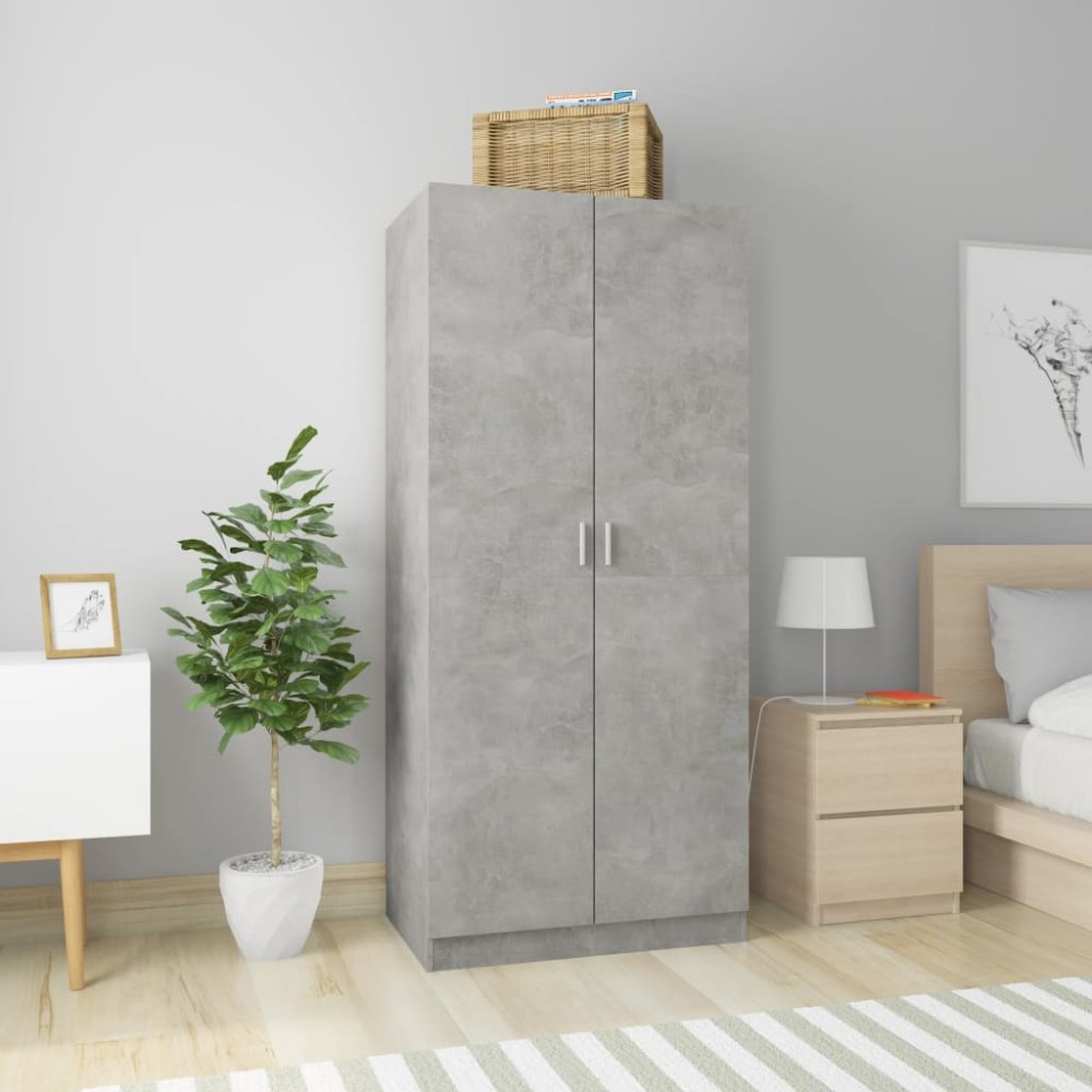 vidaXL Ντουλάπα Γκρι του Σκυροδέματος 80x52x180cm Επεξ. Ξύλο 1 τεμ.