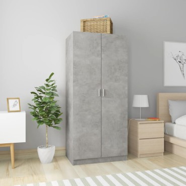 vidaXL Ντουλάπα Γκρι του Σκυροδέματος 80x52x180cm Επεξ. Ξύλο 1 τεμ.