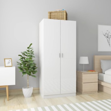 vidaXL Ντουλάπα Γυαλιστερό Λευκό 80x52x180cm από Επεξ. Ξύλο 1 τεμ.