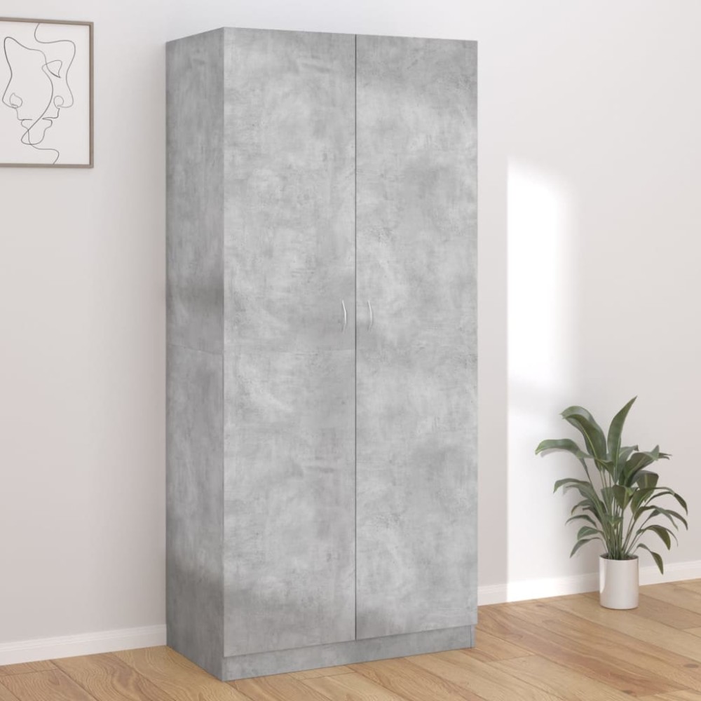 vidaXL Ντουλάπα Γκρι του Σκυροδέματος 90x52x200cm Επεξ. Ξύλο 1 τεμ.