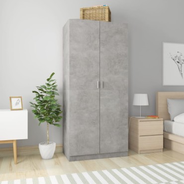 vidaXL Ντουλάπα Γκρι του Σκυροδέματος 90x52x200cm Επεξ. Ξύλο 1 τεμ.