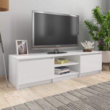 vidaXL Έπιπλο Τηλεόρασης Γυαλιστερό Λευκό 140x40x35,5cm Επεξ. Ξύλο