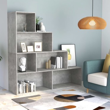 vidaXL Βιβλιοθήκη/Διαχωριστικό Γκρι Σκυροδ. 155x24x160cm Επεξ. Ξύλο 1 τεμ.