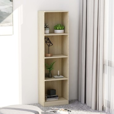 vidaXL Βιβλιοθήκη με 4 Ράφια Sonoma Δρυς 40x24x142cm Επεξ. Ξύλο 1 τεμ.