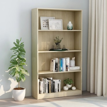vidaXL Βιβλιοθήκη με 4 Ράφια Sonoma Δρυς 80x24x142cm Επεξ. Ξύλο 1 τεμ.