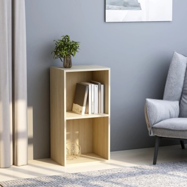 vidaXL Βιβλιοθήκη με 2 Ράφια Sonoma Δρυς 40x30x76,5cm Επεξ. Ξύλο 1 τεμ.