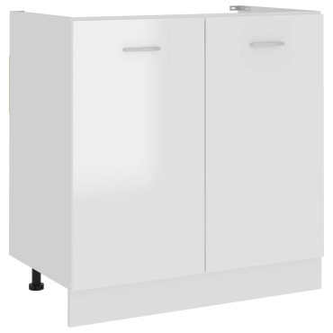vidaXL Ντουλάπι Νεροχύτη Lyon Γυαλιστερό Λευκό 80x46x81,5cm 1 τεμ.