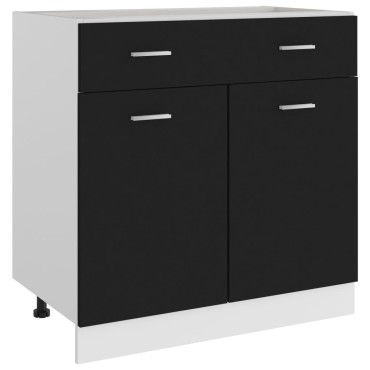 vidaXL Ντουλάπι με Συρτάρι Lyon Μαύρο 80x46x81,5cm Επεξ. Ξύλο 1 τεμ.
