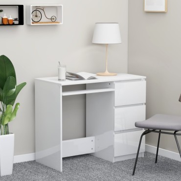 vidaXL Γραφείο Γυαλιστερό Λευκό 90x45x76cm από Επεξ. Ξύλο 1 τεμ.