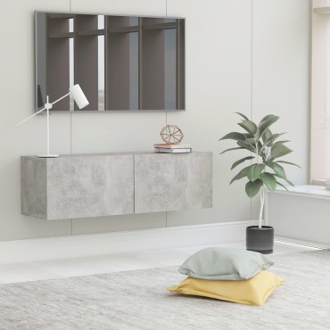 vidaXL Έπιπλο Τηλεόρασης Γκρι Σκυροδέματος 100x30x30cm από Επεξ. Ξύλο
