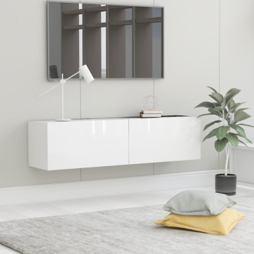 vidaXL Έπιπλο Τηλεόρασης Γυαλιστερό Λευκό 120x30x30cm από Επεξ. Ξύλο