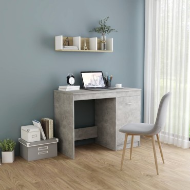 vidaXL Γραφείο Γκρι Σκυροδέματος 100x50x76cm από Επεξ. Ξύλο 1 τεμ.
