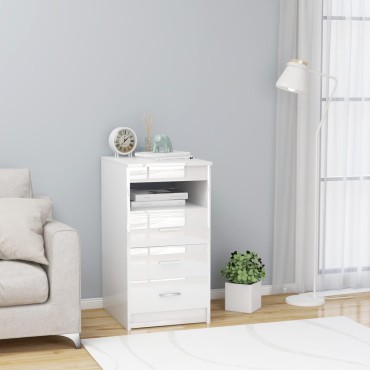 vidaXL Συρταριέρα Γυαλιστερό Λευκό 40x50x76cm Επεξεργασμένο Ξύλο 1 τεμ.