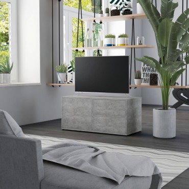 vidaXL Έπιπλο Τηλεόρασης Γκρι Σκυροδέματος 80x34x36cm Επεξ. Ξύλο
