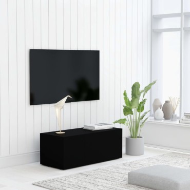 vidaXL Έπιπλο Τηλεόρασης Μαύρο 80x34x30cm από Επεξ. Ξύλο