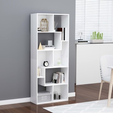 vidaXL Βιβλιοθήκη Λευκή 67x24x161cm από Επεξ. Ξύλο 1 τεμ.