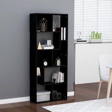 vidaXL Βιβλιοθήκη Μαύρη 67x24x161cm από Επεξ. Ξύλο 1 τεμ.