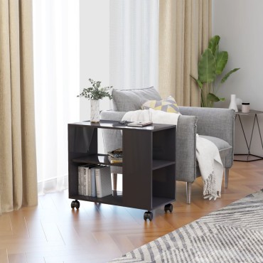 vidaXL Τραπέζι Βοηθητικό Γυαλιστ. Γκρι 70x35x55cm Επεξεργασμένο Ξύλο 1 τεμ.