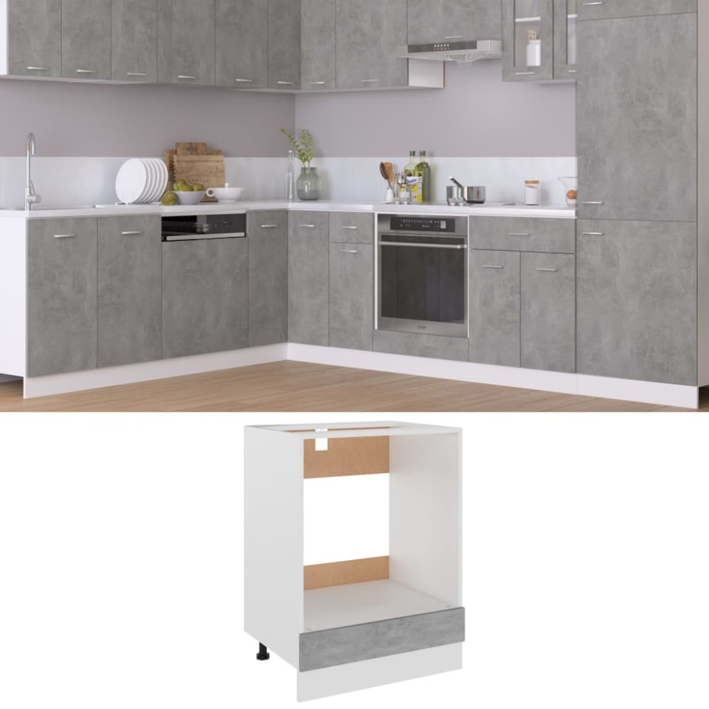 vidaXL Ντουλάπι για Φούρνο Lyon Γκρι Σκυροδέματος 60x46x81,5 εκ 1 τεμ.