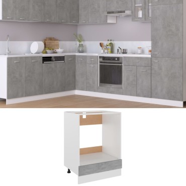 vidaXL Ντουλάπι για Φούρνο Riga Γκρι Σκυροδέματος 60x46x81,5 εκ 1 τεμ.