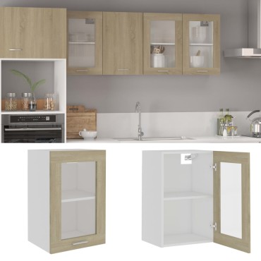 vidaXL Ντουλάπι Κρεμαστό με Τζάμι Lyon Sonoma Δρυς 40x31x60cm 1 τεμ.