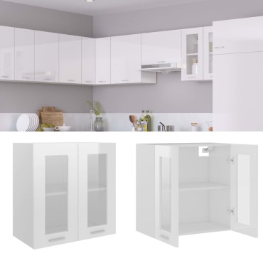 vidaXL Ντουλάπι Κρεμαστό με Τζάμι Lyon Γυαλ. Λευκό 60x31x60cm 1 τεμ.