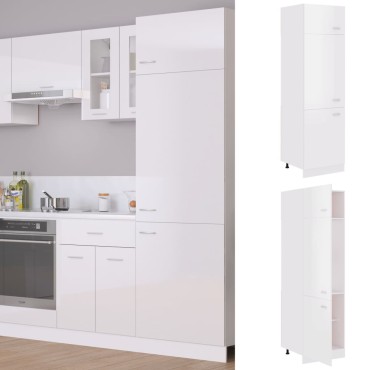 vidaXL Ντουλάπι Ψυγείου Lyon Γυαλιστερό Λευκό 60x57x207cm Επεξ. Ξύλο 1 τεμ.