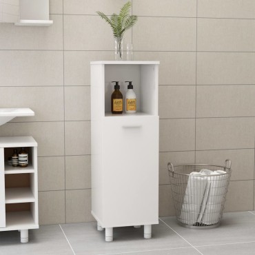 vidaXL Στήλη Μπάνιου Γυαλιστερό Λευκό 30x30x95cm από Επεξ. Ξύλο 1 τεμ.
