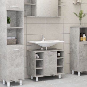 vidaXL Ντουλάπι Νιπτήρα Γκρι Σκυροδέματος 60x32x53,5cm Μοριοσανίδα 1 τεμ.