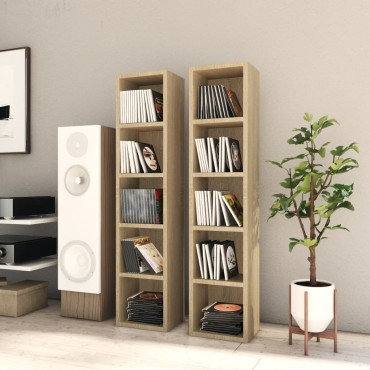 vidaXL Έπιπλα για CD 2 τεμ. Sonoma Δρυς 21x16x93,5cm από Μοριοσανίδα