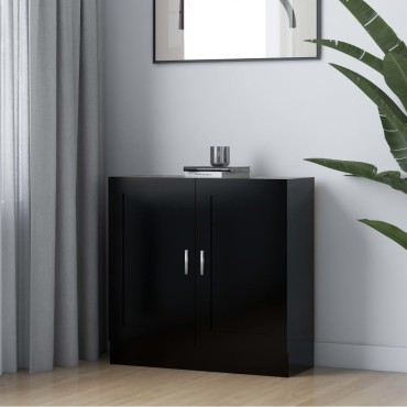 vidaXL Βιβλιοθήκη Μαύρη 82,5x30,5x80cm Επεξ. Ξύλο 1 τεμ.