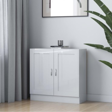 vidaXL Βιβλιοθήκη Γυαλιστερό Λευκό 82,5x30,5x80cm Επεξ. Ξύλο 1 τεμ.