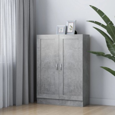 vidaXL Βιβλιοθήκη Γκρι του Σκυροδέματος 82,5x30,5x115cm Επεξ. Ξύλο 1 τεμ.
