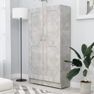 vidaXL Βιβλιοθήκη Γκρι του Σκυροδέματος 82,5x30,5x150cm Επεξ. Ξύλο 1 τεμ.