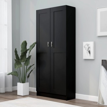 vidaXL Βιβλιοθήκη Μαύρη 82,5x30,5x185,5cm Επεξ. Ξύλο 1 τεμ.