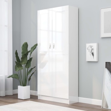 vidaXL Βιβλιοθήκη Γυαλιστερό Λευκό 82,5x30,5x185,5cm Επεξ. Ξύλο 1 τεμ.