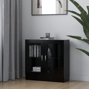 vidaXL Βιτρίνα Μαύρη 82,5x30,5x80cm Επεξ. Ξύλο 1 τεμ.
