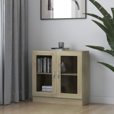 vidaXL Βιτρίνα Χρώμα Sonoma Δρυς 82,5x30,5x80cm Επεξ. Ξύλο 1 τεμ.