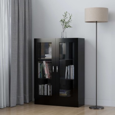 vidaXL Βιτρίνα Μαύρη 82,5x30,5x115cm Επεξ. Ξύλο 1 τεμ.