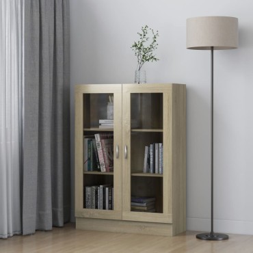 vidaXL Βιτρίνα Χρώμα Sonoma Δρυς 82,5x30,5x115cm Επεξ. Ξύλο 1 τεμ.