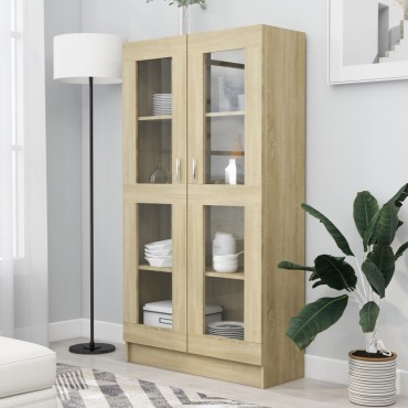 vidaXL Βιτρίνα Χρώμα Sonoma Δρυς 82,5x30,5x150cm Επεξ. Ξύλο 1 τεμ.